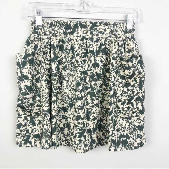 SOUND & MATTER | Green & Tan Abstract Pocketed Mini Skirt Women’s Size X-Small - Picture 1 of 4